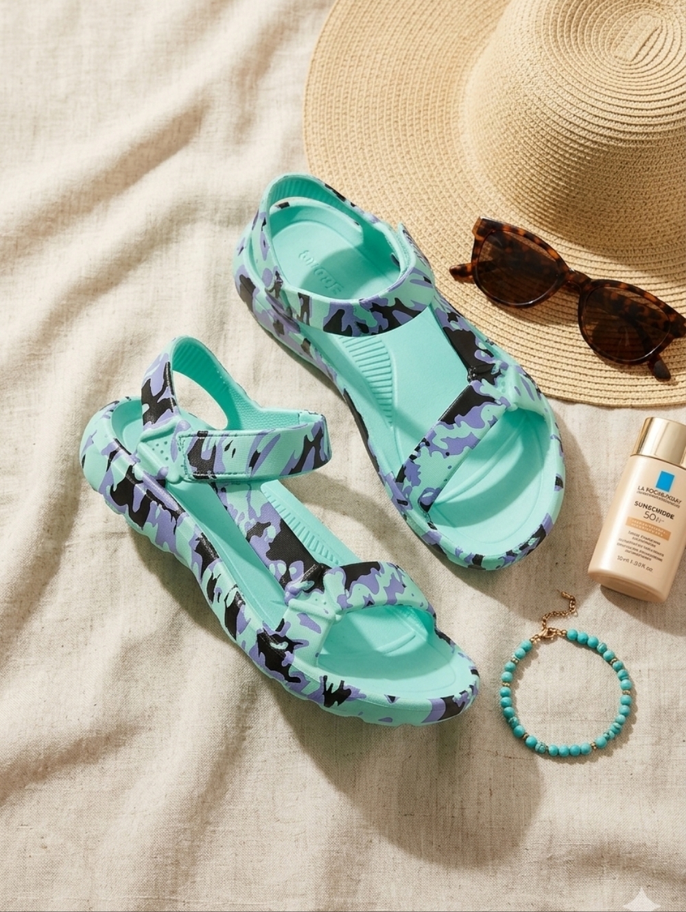 Ocean + Coast Minty Aqua Tie Dye Sandals Size 8 Womens Brands - Picture 5 of 14